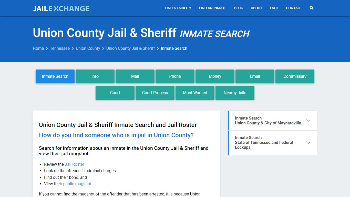 Union County Jail & Sheriff Inmate Search - Jail Exchange